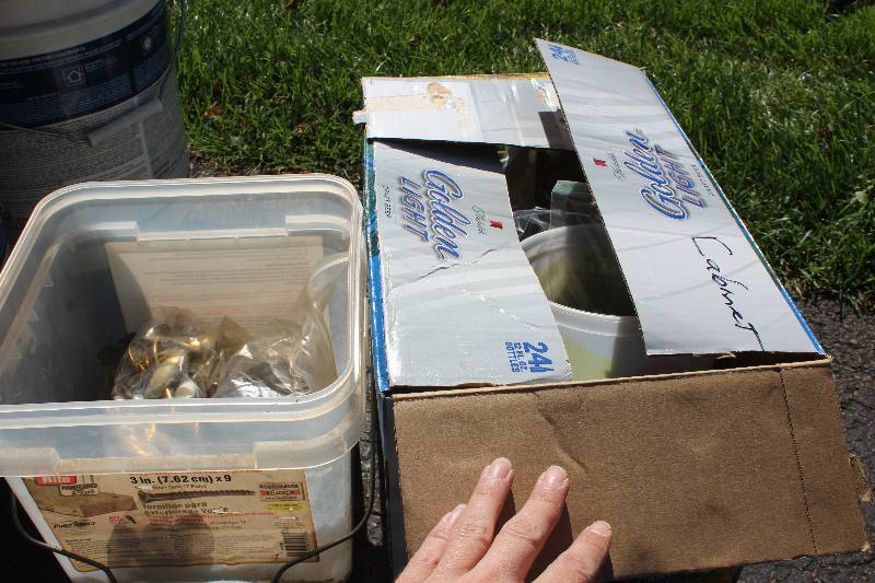lot 40 image: Box Lot of Cabinet Hinges, Pull Knobs, Hardware