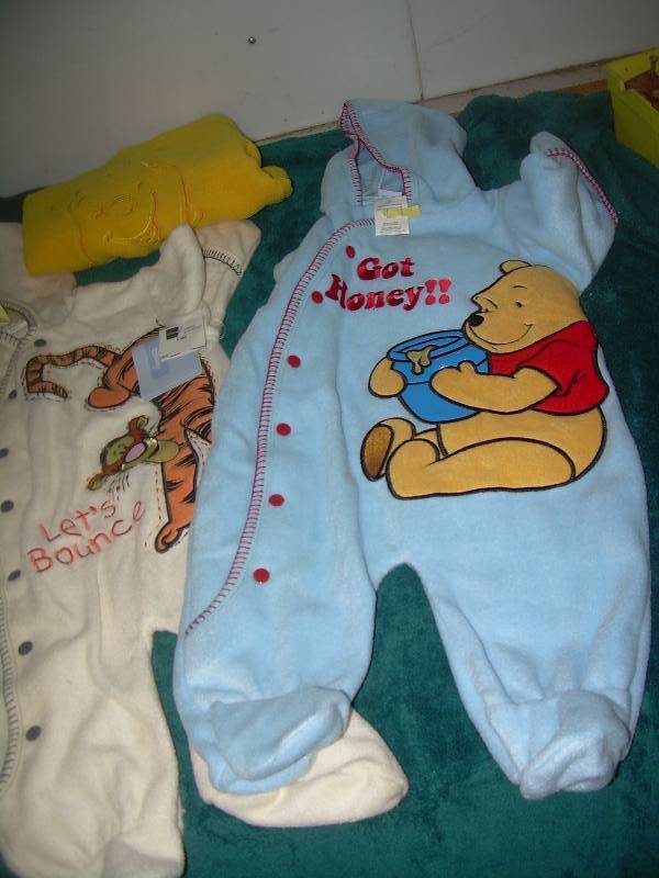 lot 93 image: 0-6 MONTH 3-9 MONTH 12 MONTH WINNIE THE POOH SLEEPERS 1 HOODIE SLEEPERS ARE NEW FROM JC PENNYS