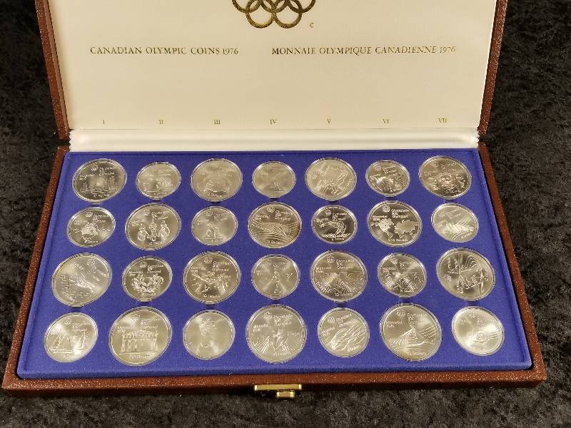 SILVER 1976 Canadian Olymipic Coin Set - 28 Silver Coins in Display Case
