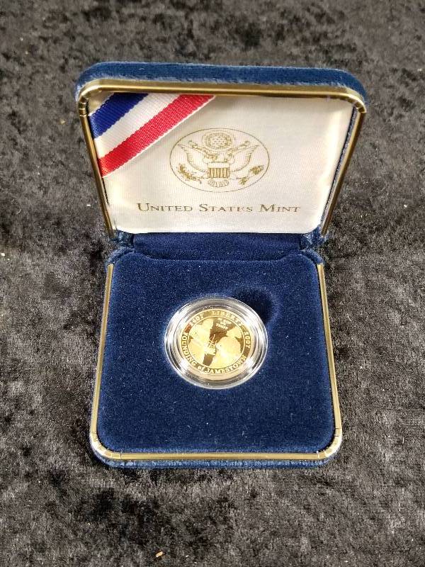Jamestown 400th Anniversary Commemorative GOLD Proof Dollar, COA, in Display