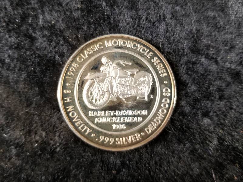 1998 Classic Motorcycle Series, 1 oz Silver - Harley Davidson Knucklehead 1936