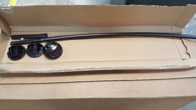 lot 1550 image: FOR PARTS  REPAIR - Zenna Home NeverRust Aluminum Tension Curved Shower Curtain Rod - 50-72 Bronze - BENT