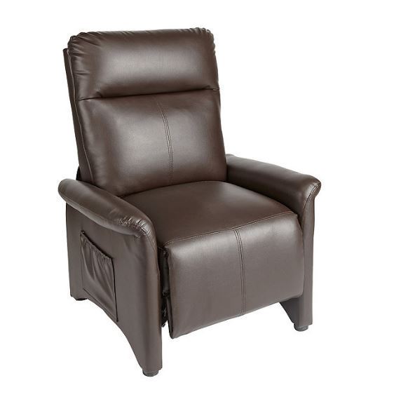 lot 622 image: FOR PARTS  REPAIR - Brown Leather-Look Recliner DOES NOT STAY UP