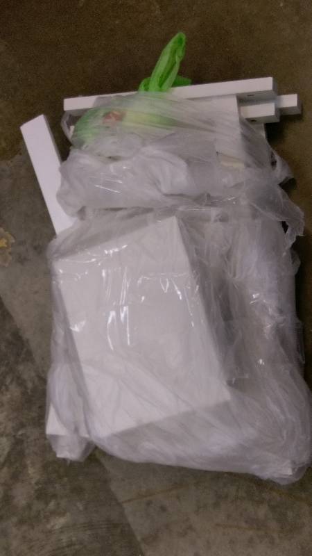 lot 616 image: FOR PARTS  REPAIR - Trestle Desk - White - Missing Top & Screws