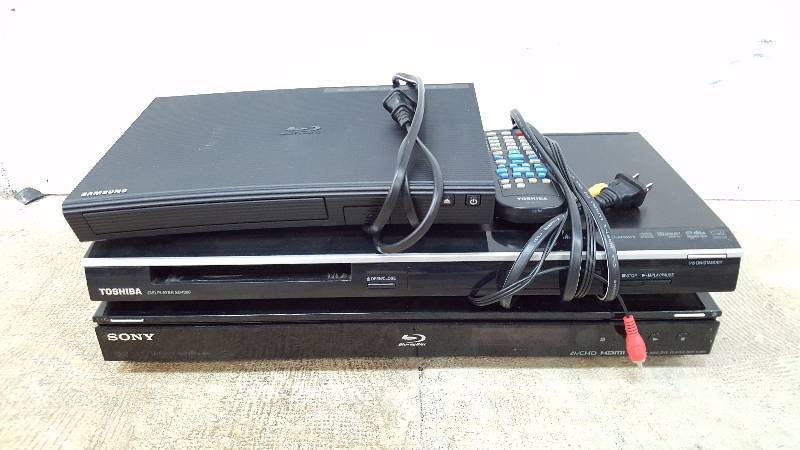 For Parts Repair Lot Of 3 Broken Blu Ray And Dvd Players Toshiba Samsung Sony As Is For Parts Or Repair Scrap Lot Electronics Power Tools Furniture Cookware