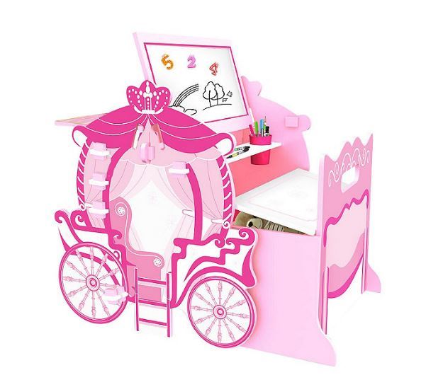 lot 614 image: FOR PARTS  REPAIR - Allinfun Carriage Activity Table and Armoire - DAMAGED & MISSING HARDWARE