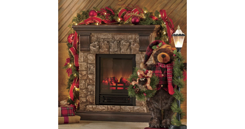 Faux Stone Fireplace open box, unte...