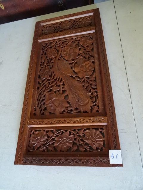 lot 61 image: Vintage  Wood Carved Wall Hanging