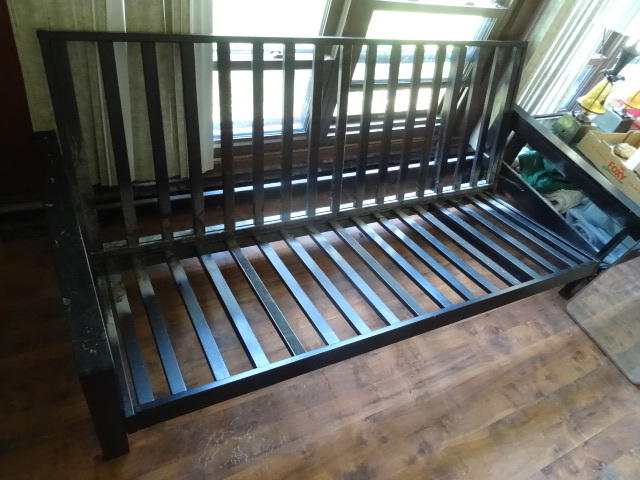 lot 71 image: Black Wood FutonCouch Without Mattress