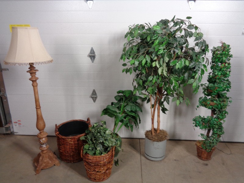 lot 93 image: Artificial Plants, Lamp, Etc