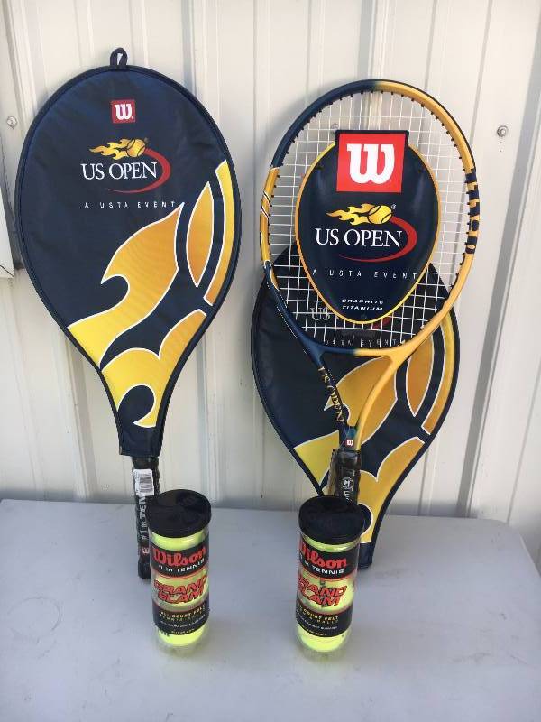 lot 17 image: NEW - US Open Titanium Graphite Tennis Rackets