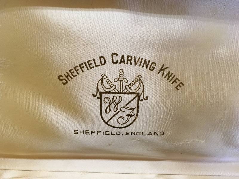 ANTIQUE SHEFFIELD CARVING KNIFE SET WITH ORIGINAL BOX