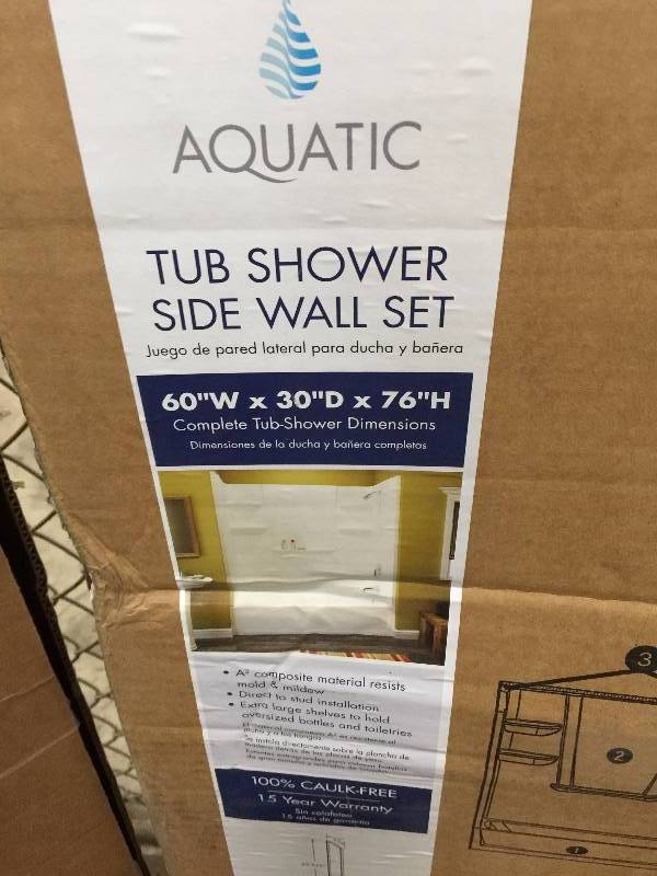 Aquatic Tub Shower side wall set 60x30x76 model 2462csw  not used