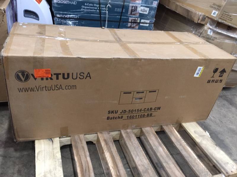 Virtu USA Midori 54.33 in. W Double Basin Vanity in Gloss White with Poly-Marble Vanity Top in White with White Basin Retails $800 not used