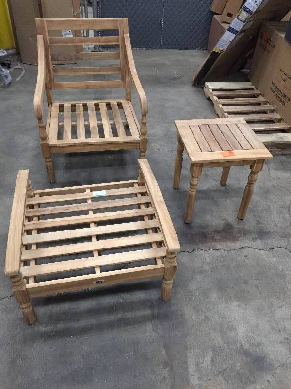 Hampton Bay Old Town Teak Patio Lounge Chair and Ottman