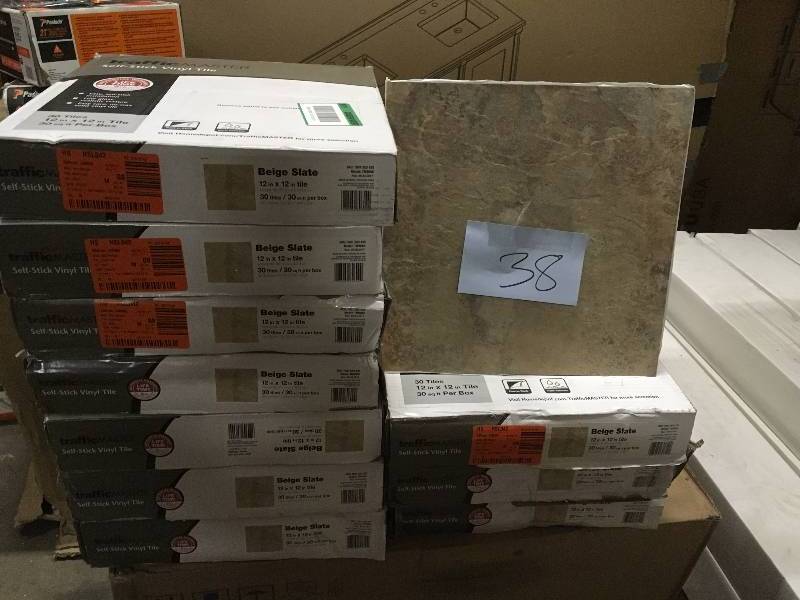 Lot of 10 Boxes of Beige Slate 12 in x 12 in Solida Vinyl Tile -30 SQ FTCase