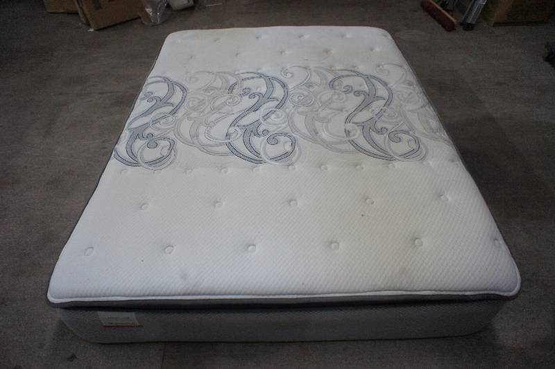 lot 9 image: AS- IS - SEALY POSTUREPEDIC -  QUEEN SIZE - LARKIN LANE CUSHION FIRM EURO PILLOWTOP - MATTRESS