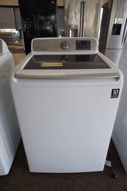 lot 18 image: PREVIOUSLY OWNED - Scratch and Dent  - Samsung Model # (WA45H7000AW) Top-Loading Washer - 4.5 cu ft - White Color - Tested Works - MSRP $899.99