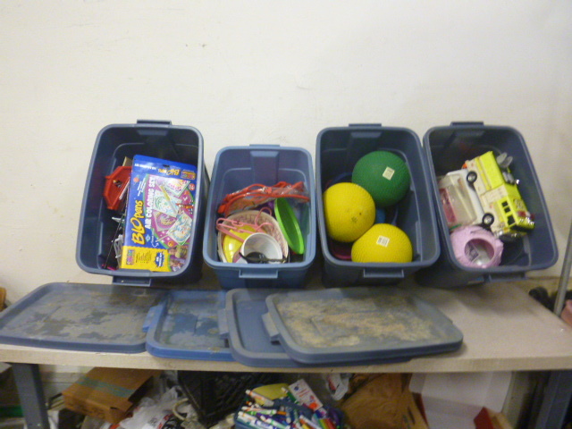 lot 105 image: 4 Totes with Miscellaneous Toys