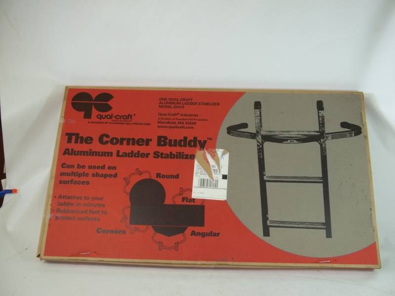 lot 37 image: Qual-Craft Guardian The Corner Buddy Aluminum Ladder Stabilizer # 2470 Retail $59.00