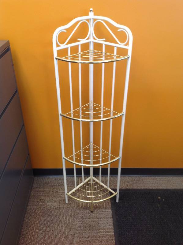 lot 23 image: Wood Corner Shelve, Metal Corner Shelve