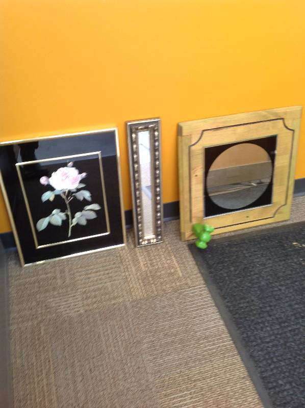 lot 40 image: Flower picture and two mirrors