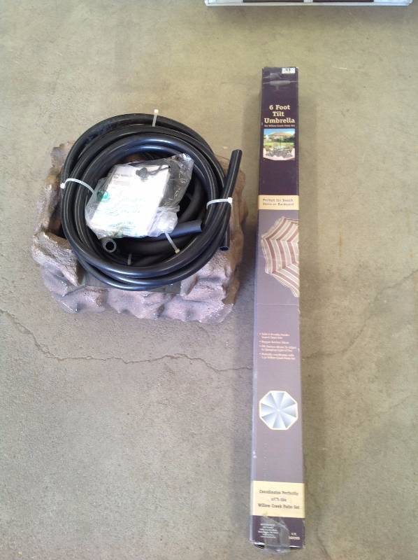 lot 75 image: 6 Patio Umbrella, With Small Fountain