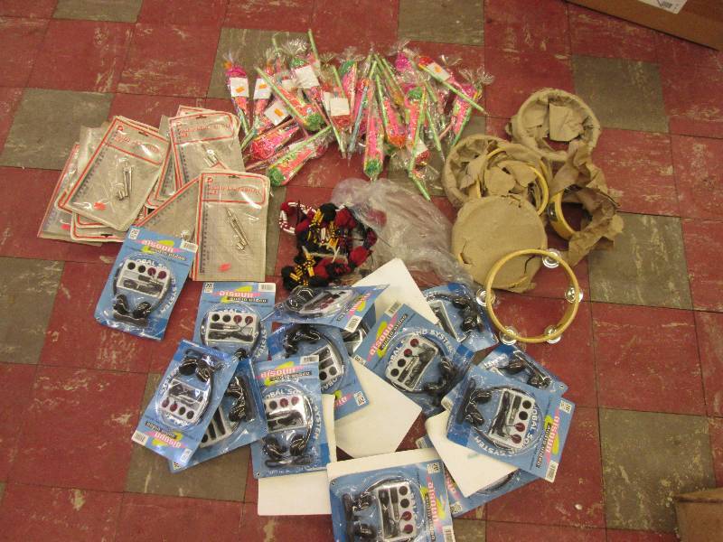 Lot of store inventory, tambourines...