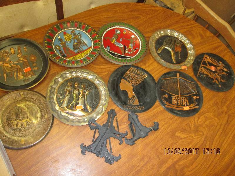 Lot of metal plates with Egyptian t...
