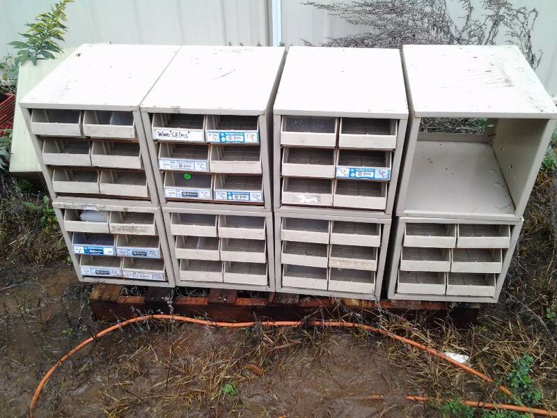 lot 27 image: 8-Retail Parts Bins (Empty)