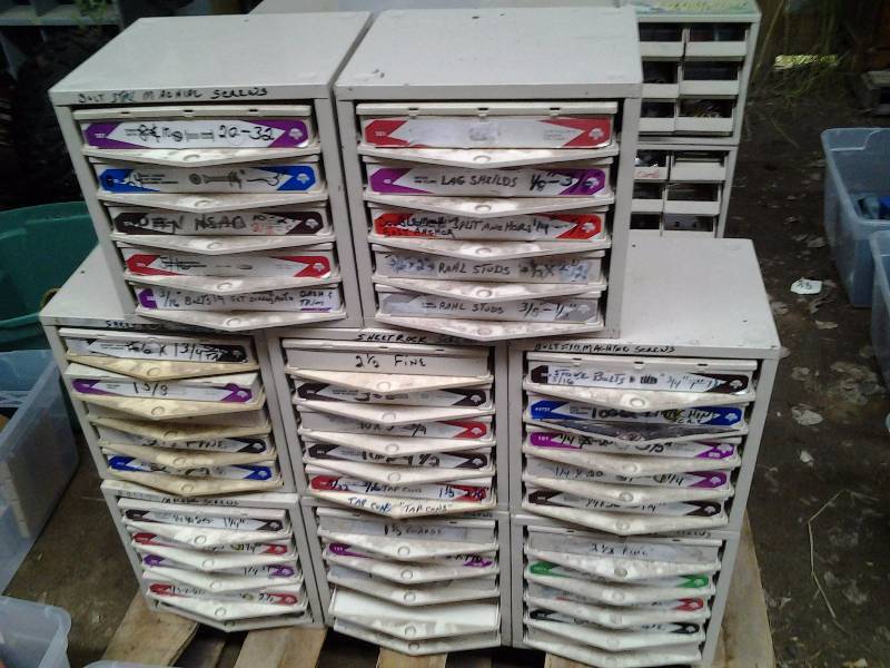 lot 30 image: 8-Retail Parts Bins With Contents (Hardware)