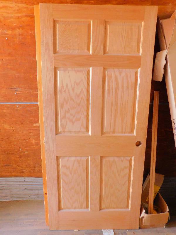 lot 38 image: (2) Solid Oak Raised Panel Doors - Used