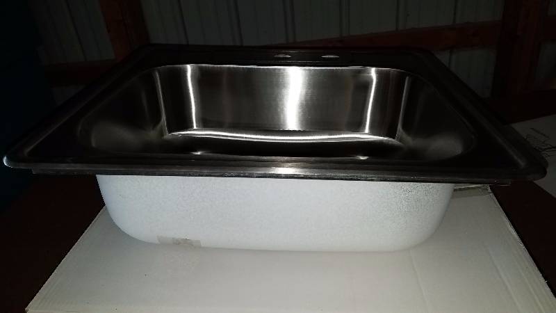 lot 118 image: New Stainless Steel 25 Single Basin Top Mount Kitchen Sink