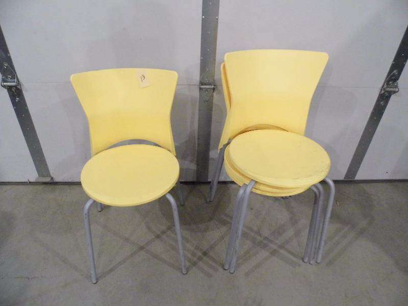 Lot of 4 Stacking Yellow Chairs