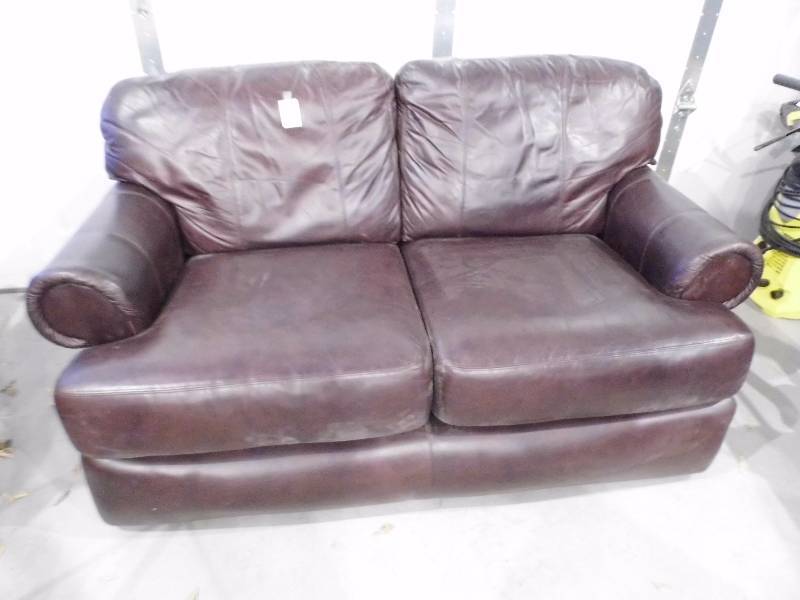 Brown Leather Loveseat