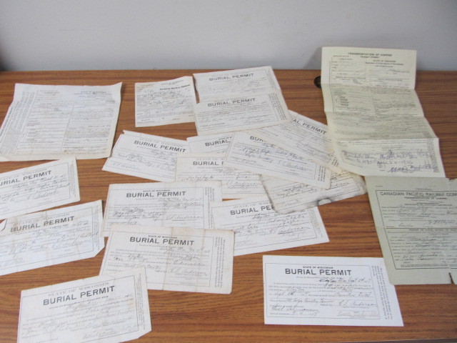 lot 23 image: Group of Early 1900s DeathCorpse Transportation Certificates 