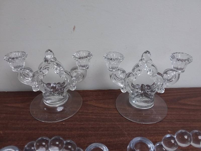 lot 100 image: Group of GlassCrystal Candle Holders
