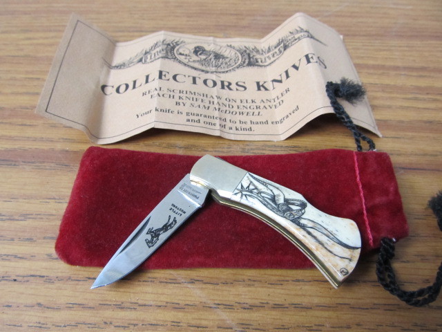 lot 106 image: SAM McDOWELL Scrimshaw Pocket Knife