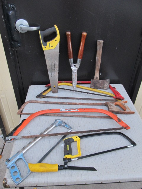 lot 116 image: Large Lot of Saws, Trimmer, Hatchet etc