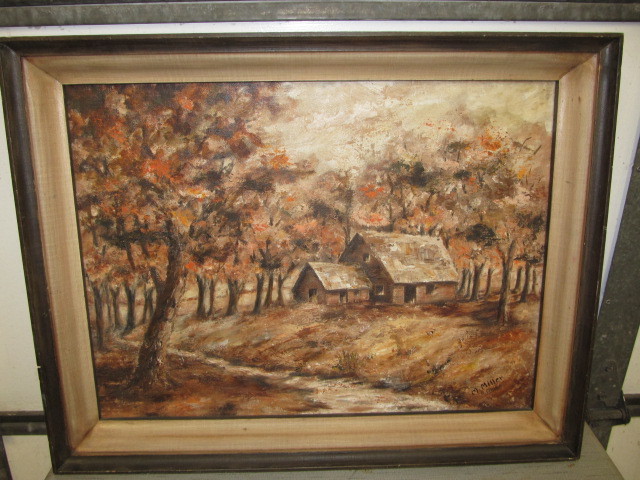 lot 159 image: Vintage Framed Signed Autumn Scene Oil Painting