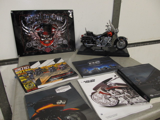 lot 161 image: Harley Davidson Books Telephone & Metal Sign