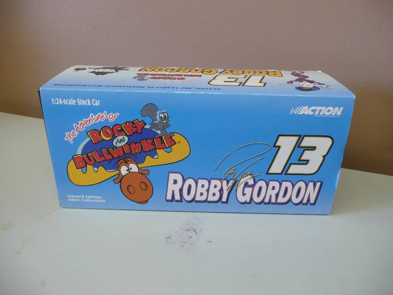 lot 41 image: RARE - Nascar Rocky & Bullwinkle Robby Gordon #13 Ford Taurus 124 Action Racing NIB - 1 OF 504 - SEE PICTURES