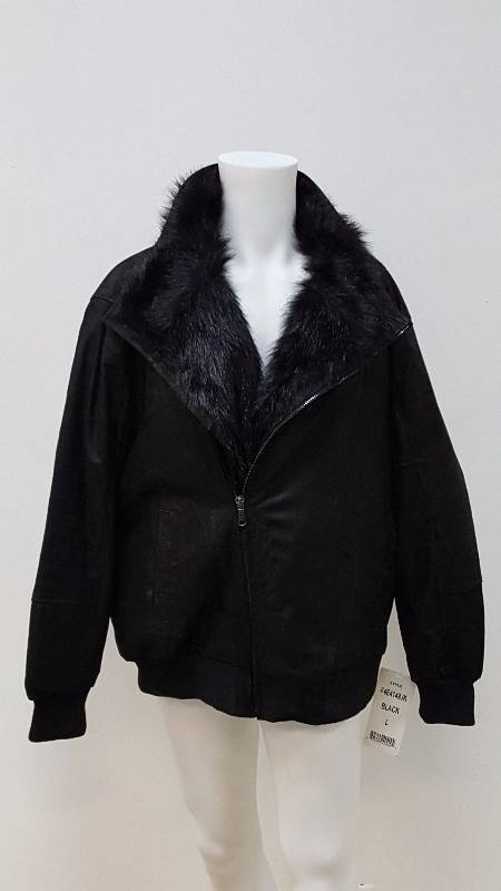 lot 666 image: Mens Faux Fur Trim Bomber Jacket - Size L