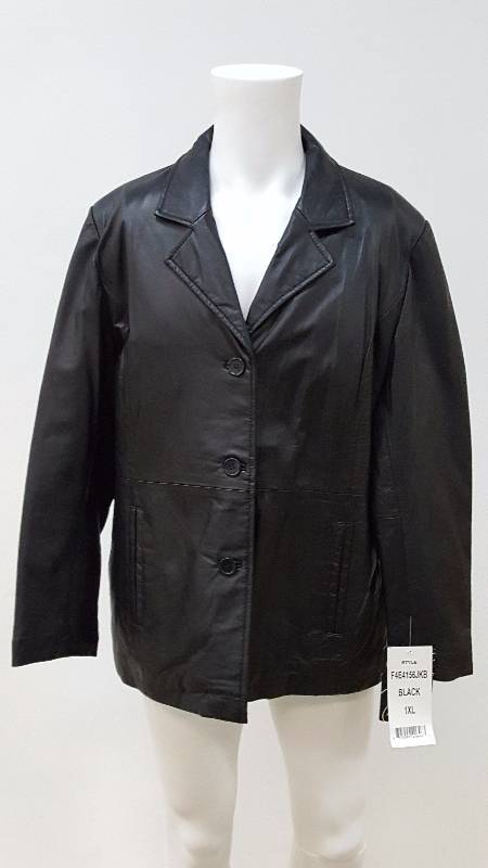 lot 683 image: Womens Lamb Button Front Leather Jacket - Size XL