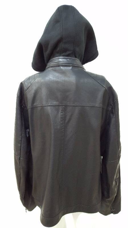 lot 716 image: Mens R&ampR Rock & Republic Faux Black Leather Jacket - Size XXL