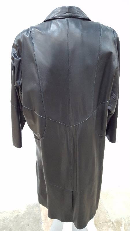 lot 739 image: Jacqueline Ferrar Black Leather Duster  Jacket Womens Size Large 