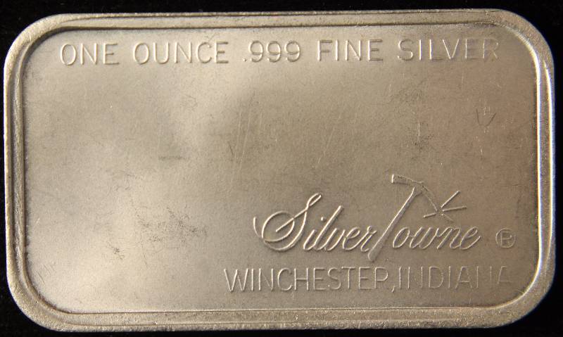 1 TROY OZ. .999 FINE SILVER BAR SILVERTOWNE PROSPECTOR