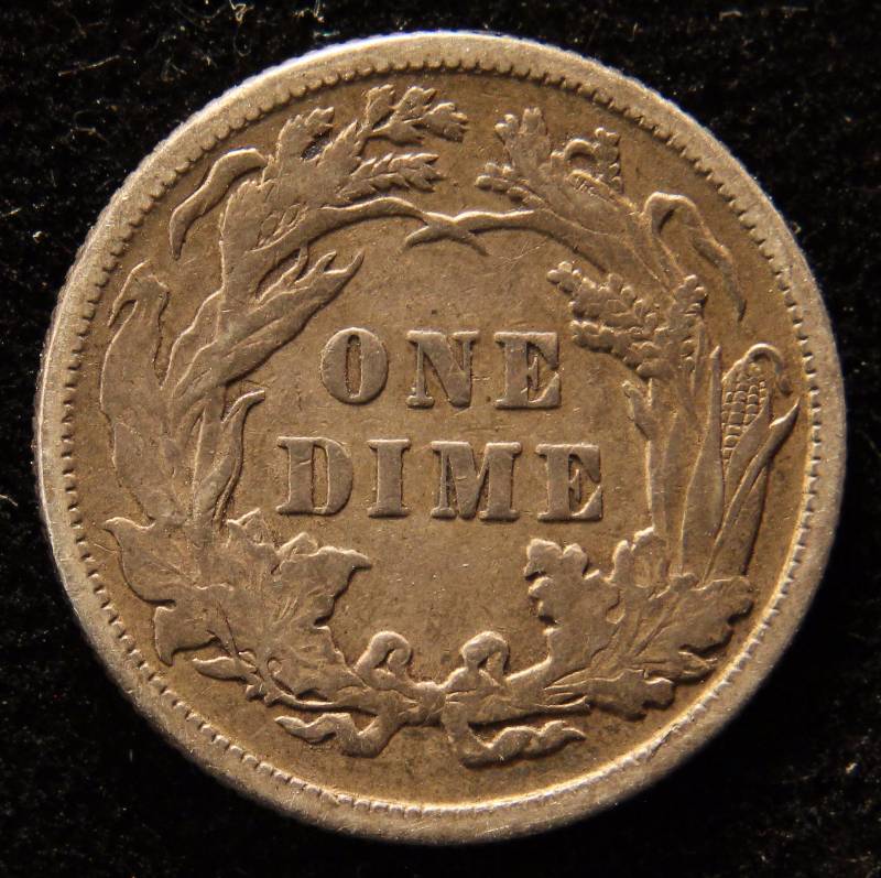 1887 SEATED LIBERTY SILVER DIME XF