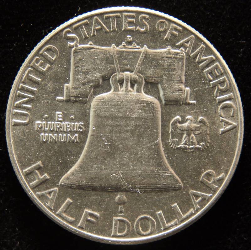 1963-D FRANKLIN SILVER HALF DOLLAR AU IN AIRTITE HOLDER