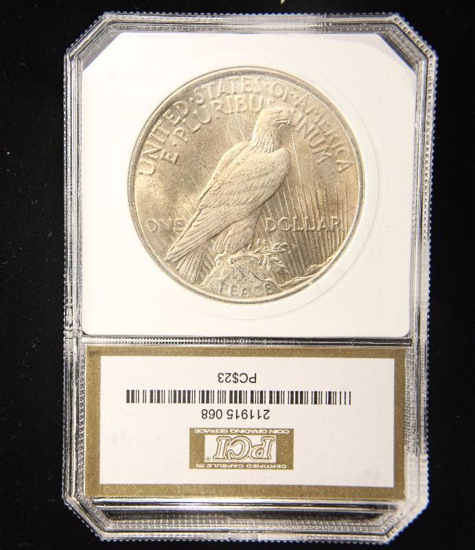 1923 PEACE SILVER DOLLAR BU MS65 PCI